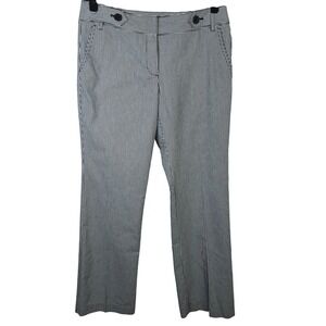 Ann Taylor Loft Womens 6 Pinstripe Straight Leg Trousers Blue White Work Pants
